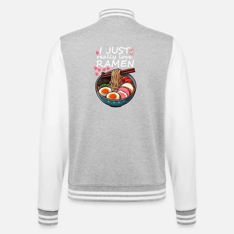 Ramen Liebe Bunt - College-Sweatjacke - Grau meliert/Weiß