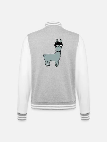Lama-nørd Nørd Hornbriller Butterfly Sjov Alpaka Sød - College sweatjakke - grå meleret/hvid