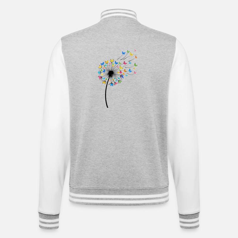 Dandelions with butterflies in the wind - College Sweat Jacket - heather grey/white