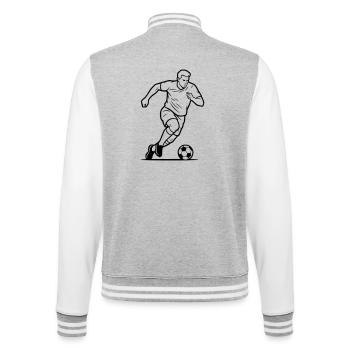 Fußball Spieler Schuss Torjäger Vektor - College-Sweatjacke - Grau meliert/Weiß - Hinten - Marisol (170cm)