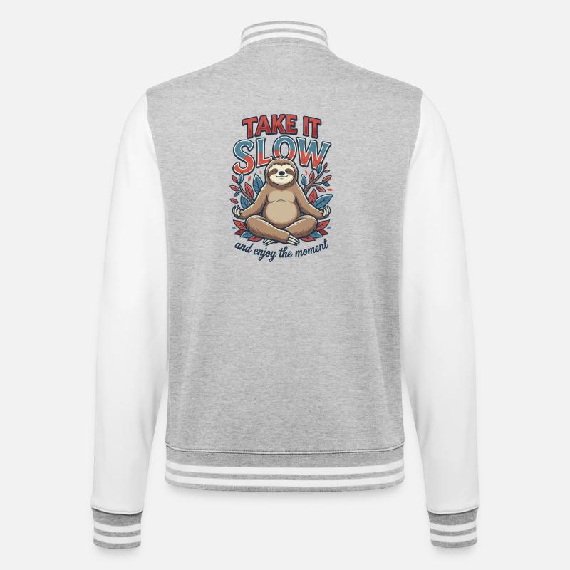 Take It Slow Sloth Zen - College Sweat Jacket - heather grey/white