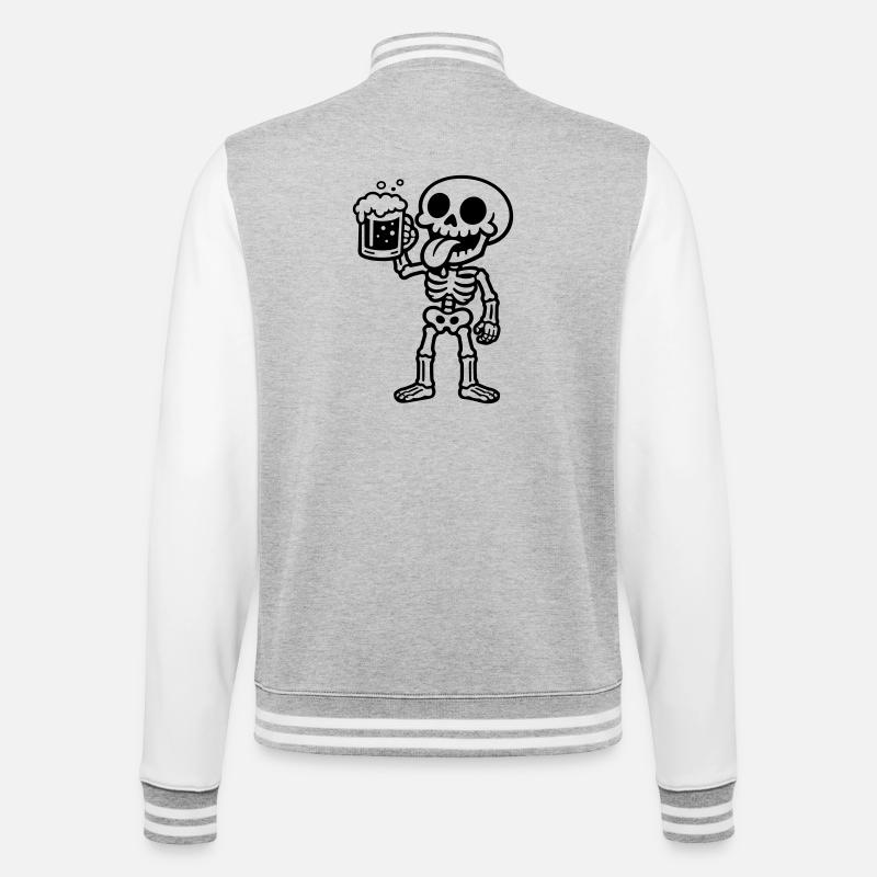 Skeleton Beer Comic - Veste Teddy - gris chiné / blanc