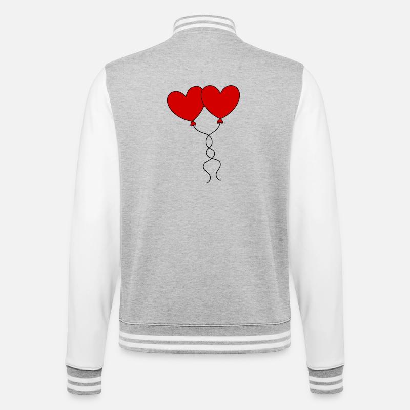 Valentines Red Heart, Valentine's Day - College Sweat Jacket - heather grey/white
