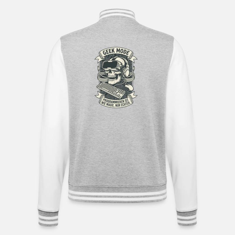 Codage de mode geek Crâne magique - Veste Teddy - gris chiné / blanc