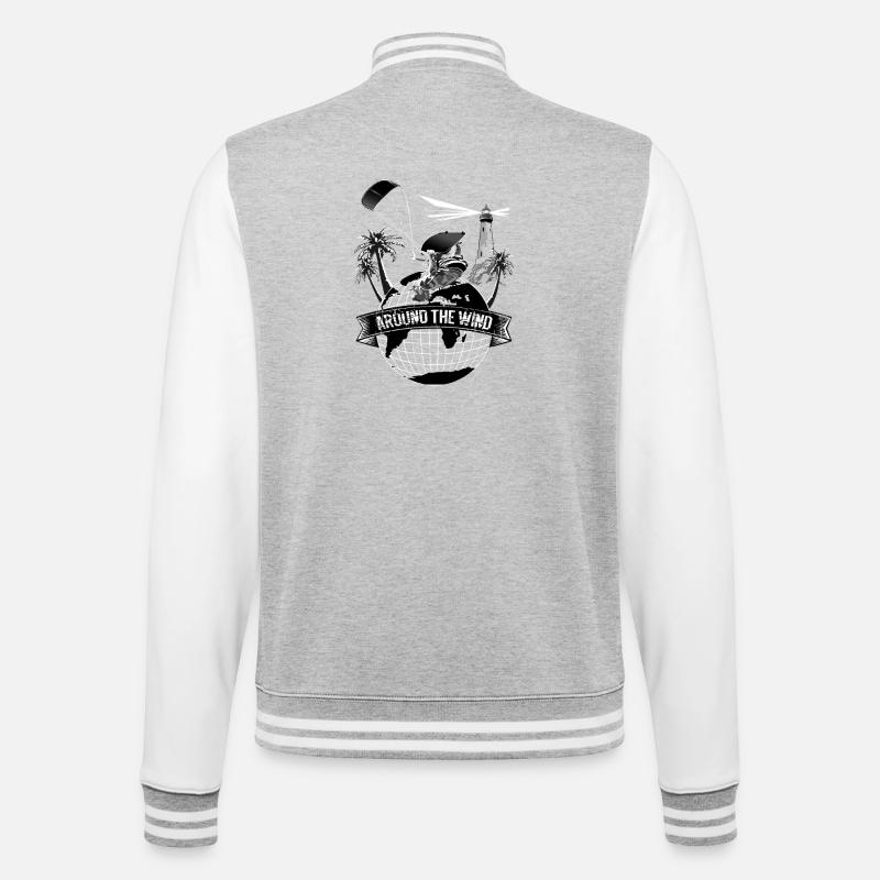 Around the Wind: Global Surfers - College Sweat Jacket - heather grey/white