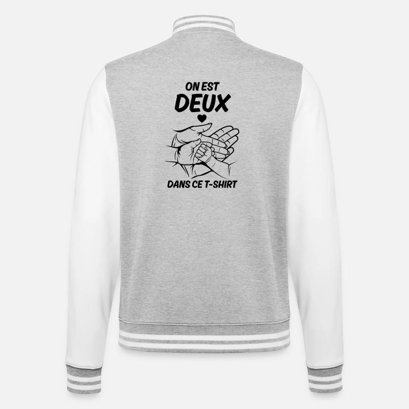 Annonce grossesse on est deux amour - Veste Teddy - gris chiné / blanc