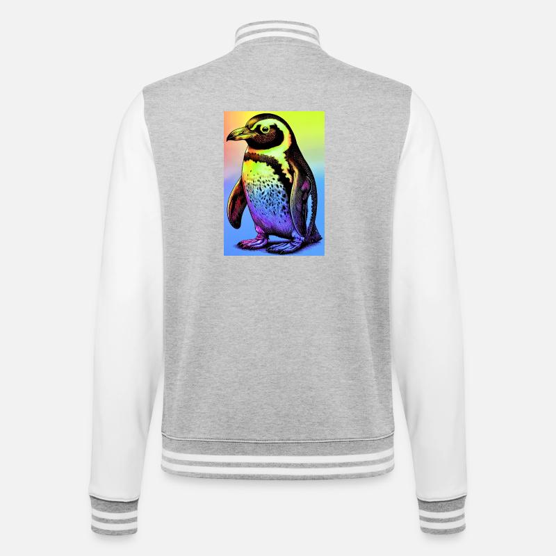 Pinguin - College-Sweatjacke - Grau meliert/Weiß