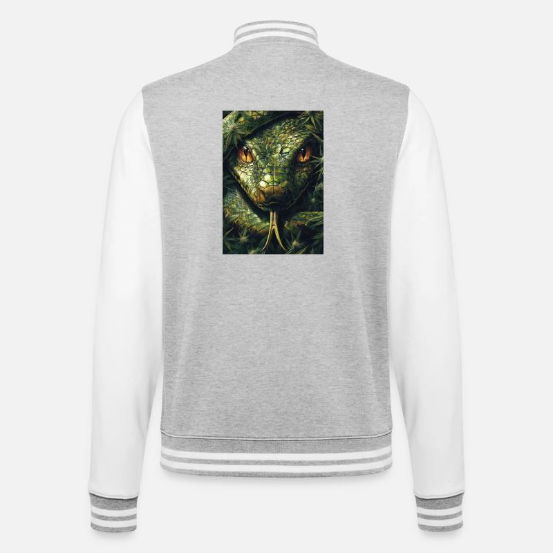 Snake Eye with Leaf Pattern - College Sweat Jacket - heather grey/white