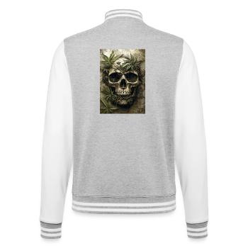 Skull with hemp leaves - College Sweat Jacket - heather grey/white - Back - Marisol (170cm)
