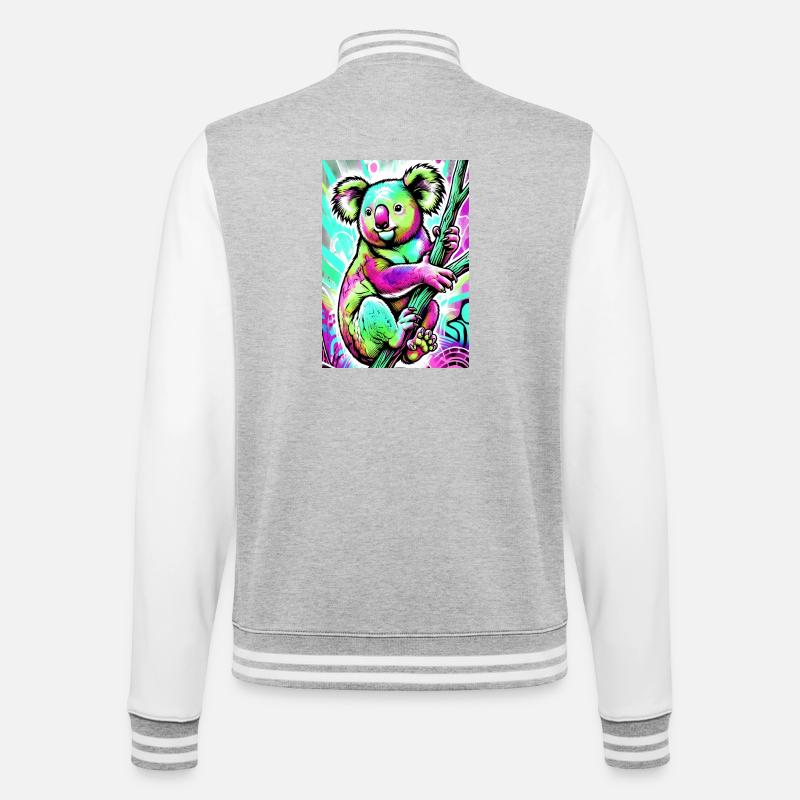 Koala - College-Sweatjacke - Grau meliert/Weiß