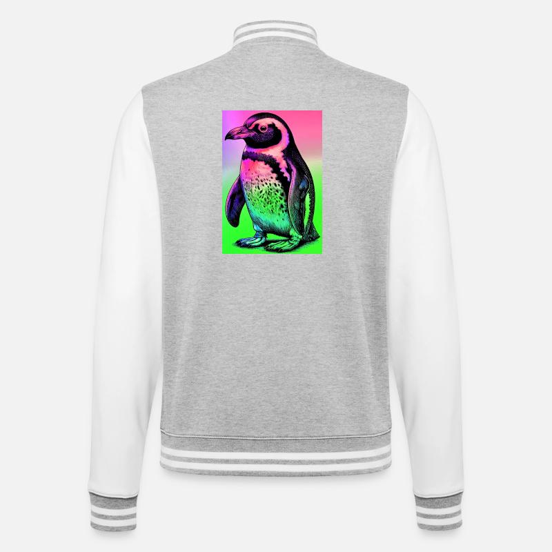 Pinguin - College-Sweatjacke - Grau meliert/Weiß