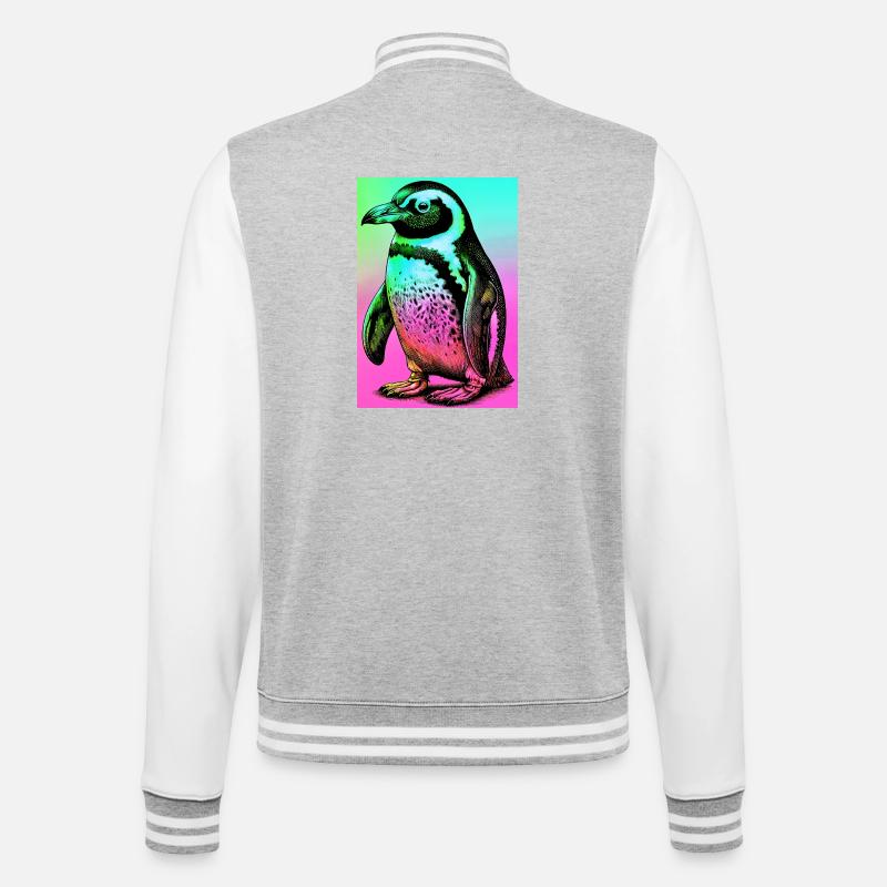 Pinguin - College-Sweatjacke - Grau meliert/Weiß