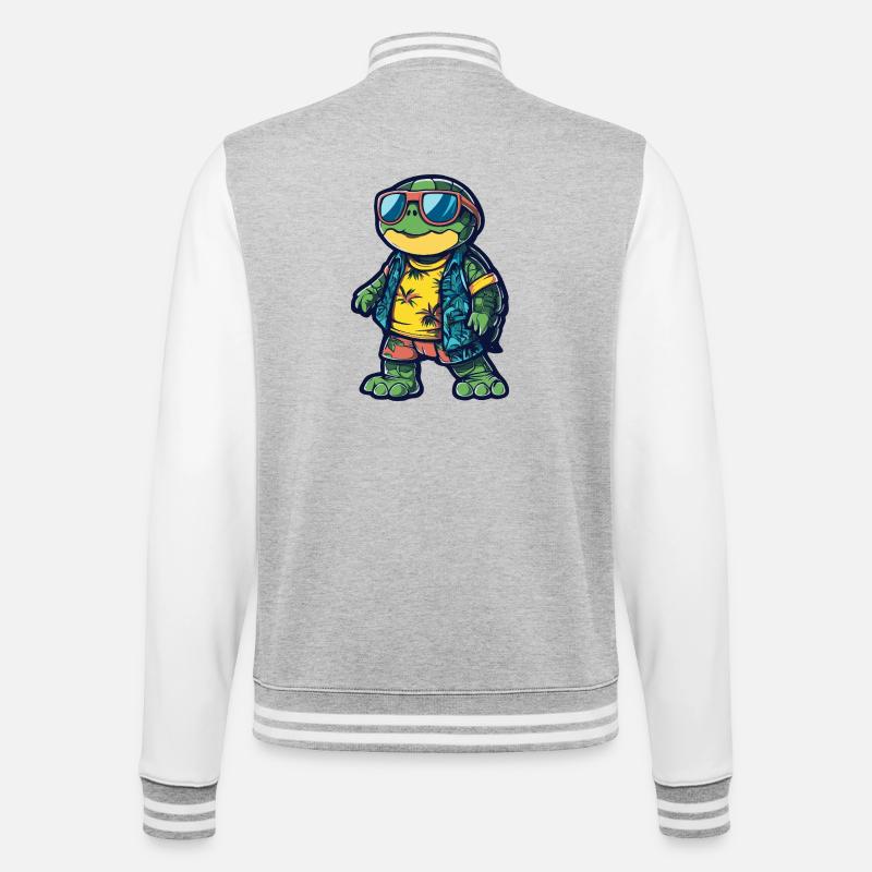Turtle Comic Holiday - College Sweat Jacket - heather grey/white