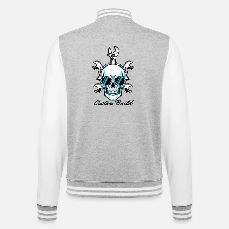 Custom Build Mechanic Design - College Sweat Jacket - heather grey/white