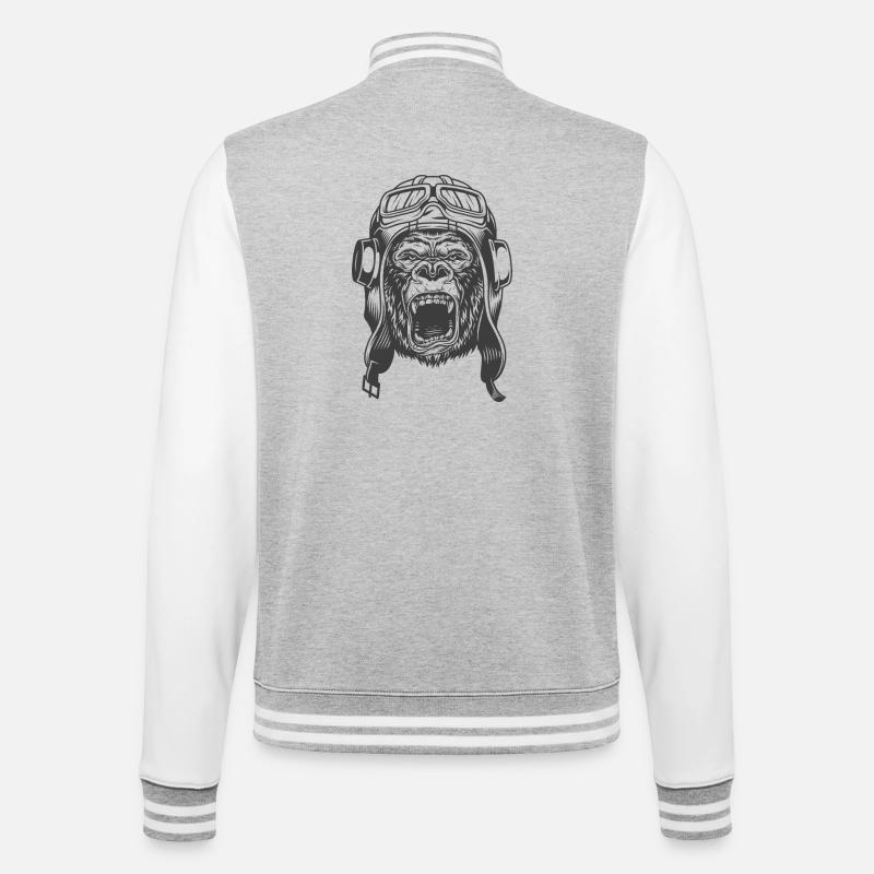 Gorilla Pilot Design - College Sweat Jacket - heather grey/white