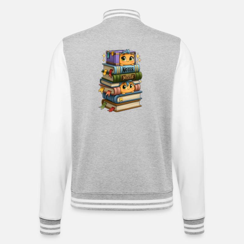 Book Stack with Birds - College Sweat Jacket - heather grey/white