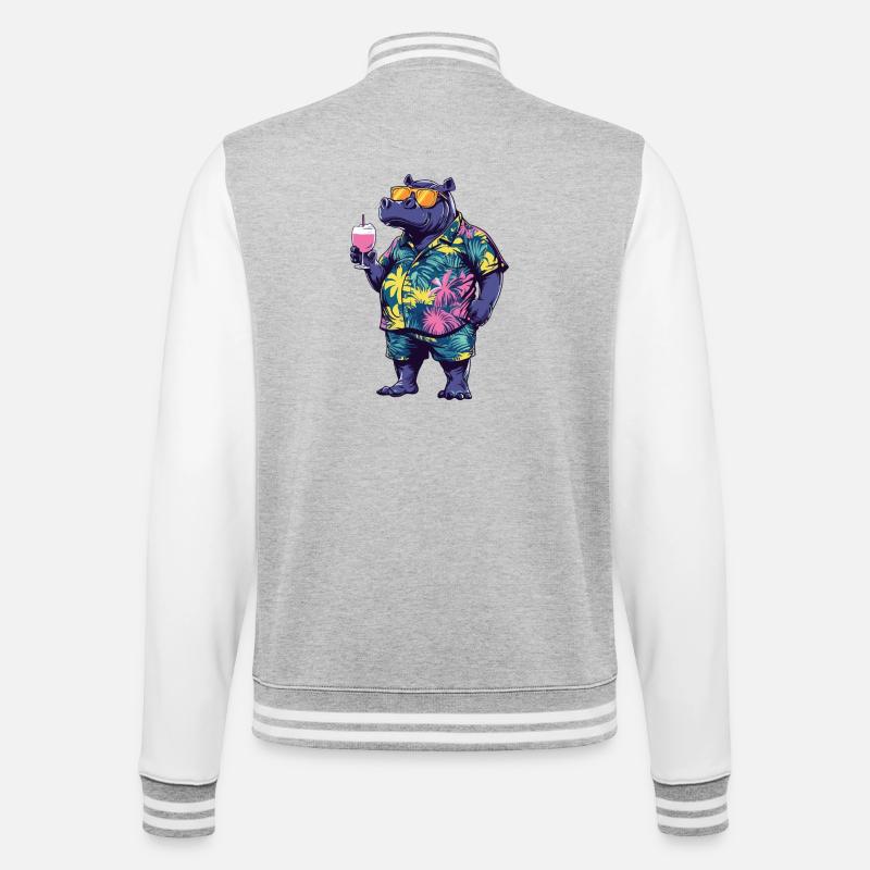 Hippopotamus Comic Summer - College Sweat Jacket - heather grey/white