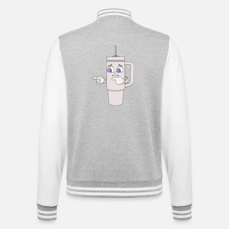 Besorgtes Shaker-Cup-Maskottchen - College-Sweatjacke - Grau meliert/Weiß