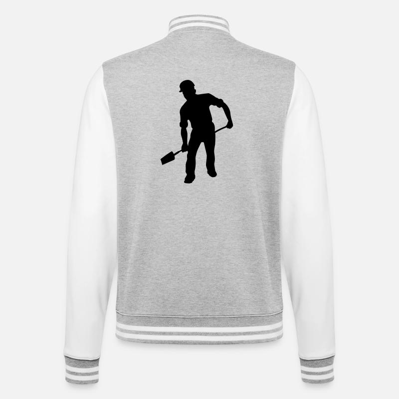 Bodenarbeiter mit der Schaufel – harte Arbeit - College-Sweatjacke - Grau meliert/Weiß