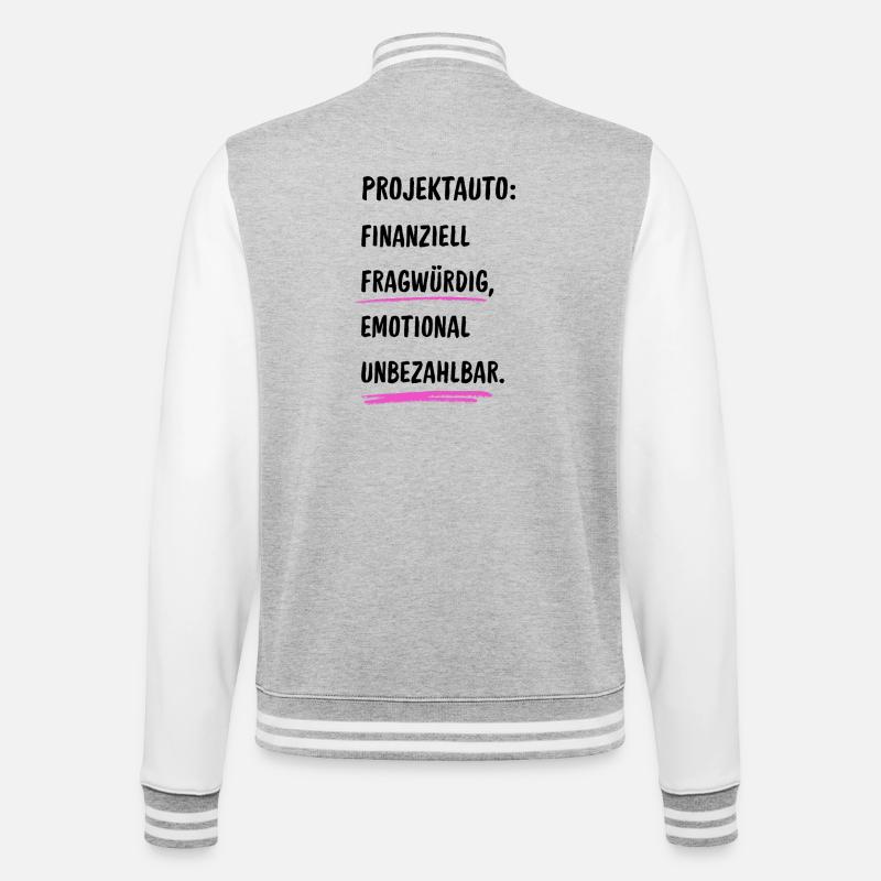 Projektauto - College-Sweatjacke - Grau meliert/Weiß