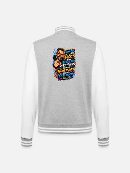 Lebensrhythmus – Höhepunkt kommt - College-Sweatjacke - Grau meliert/Weiß