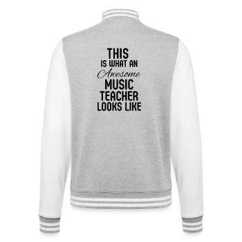 Music Teacher Appreciation Elementary School Gift - College Sweat Jacket - heather grey/white - Back - Marisol (170cm)