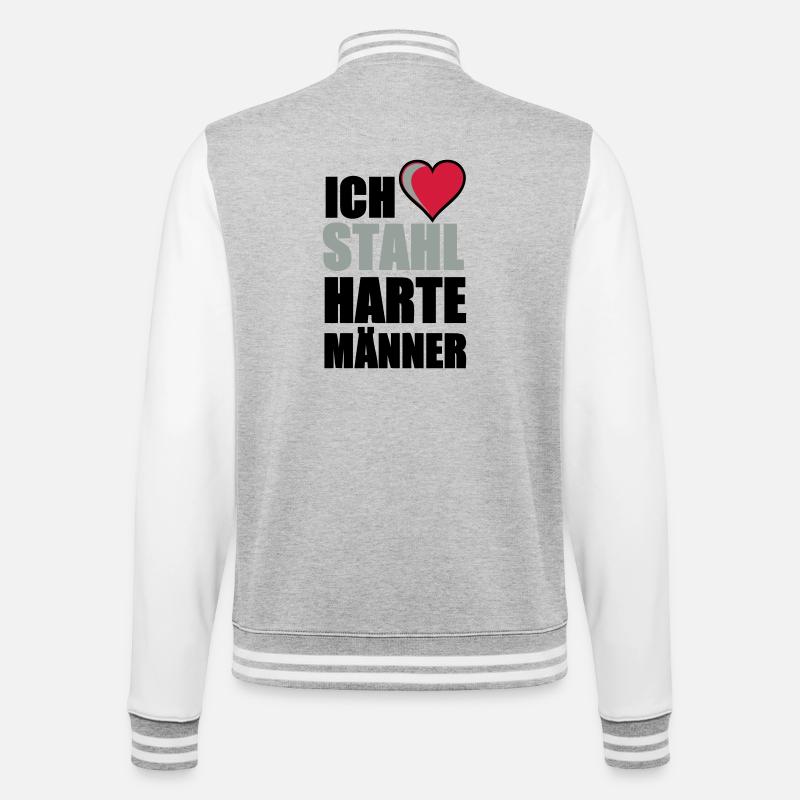 Stahlharte Männer Geschenk - College-Sweatjacke - Grau meliert/Weiß
