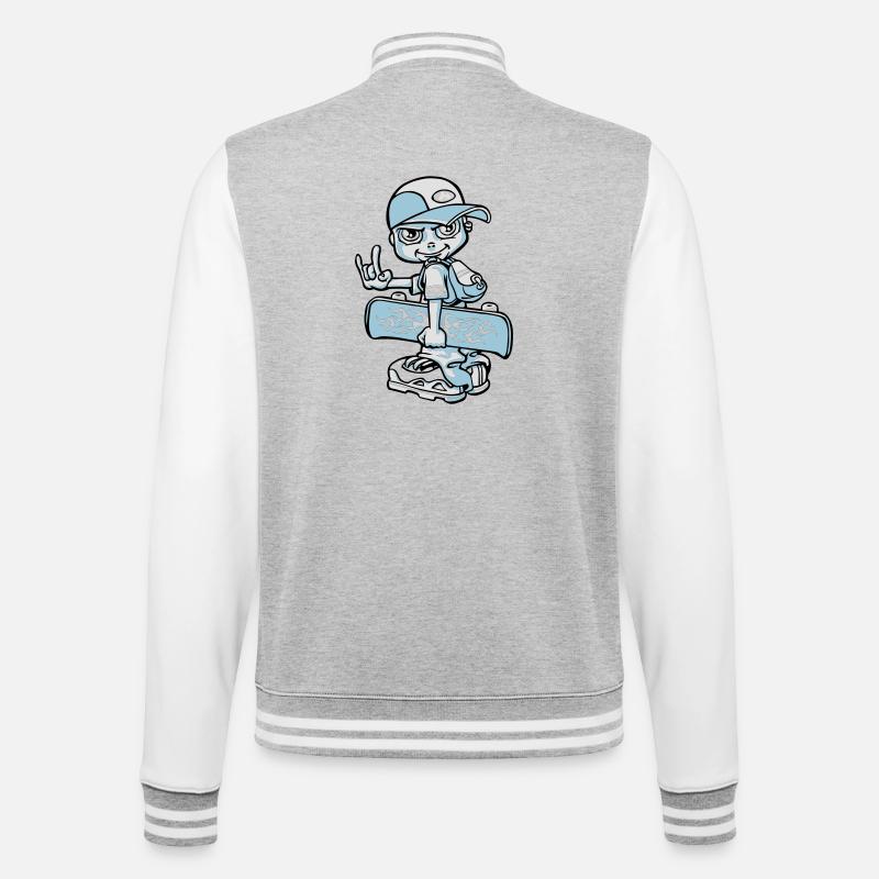 Skater boy flex - College-Sweatjacke - Grau meliert/Weiß