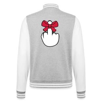 wichser mittelfinger zeigen beleidigen fick dich f - College-Sweatjacke - Grau meliert/Weiß - Hinten - Marisol (170cm)