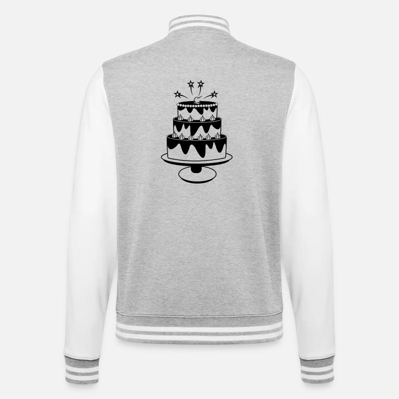 Gâteau d’anniversaire avec des étoiles - Veste Teddy - gris chiné / blanc