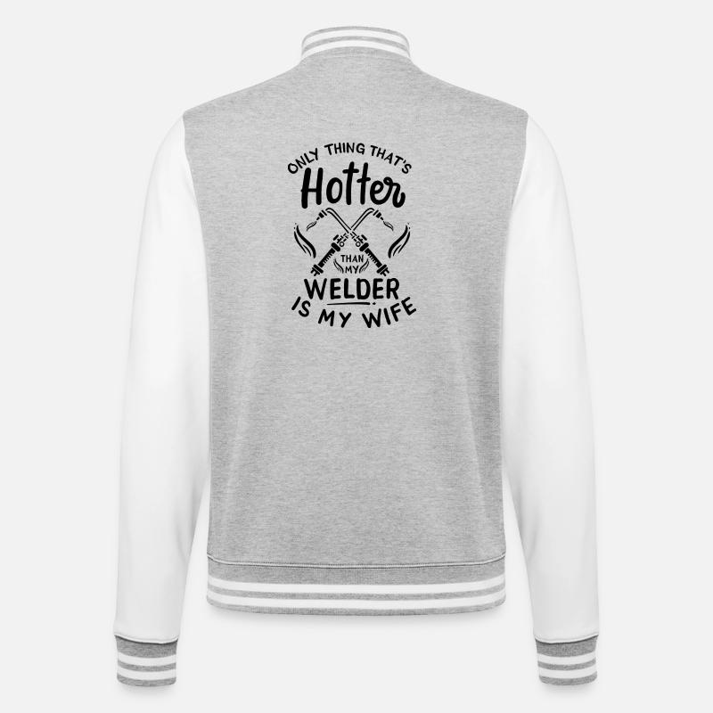 Schweißer Ehemann - College-Sweatjacke - Grau meliert/Weiß