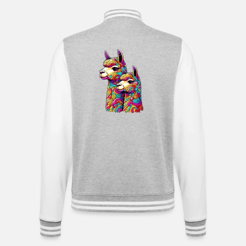 Alpaka - College-Sweatjacke - Grau meliert/Weiß