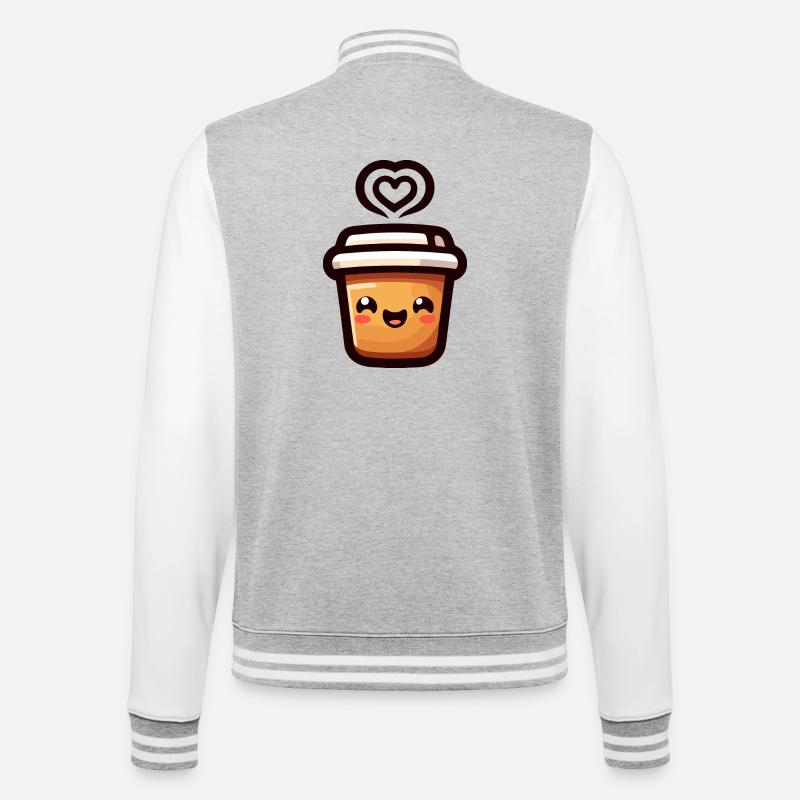 Caffeine Cutie : le joyeux Java - Veste Teddy - gris chiné / blanc