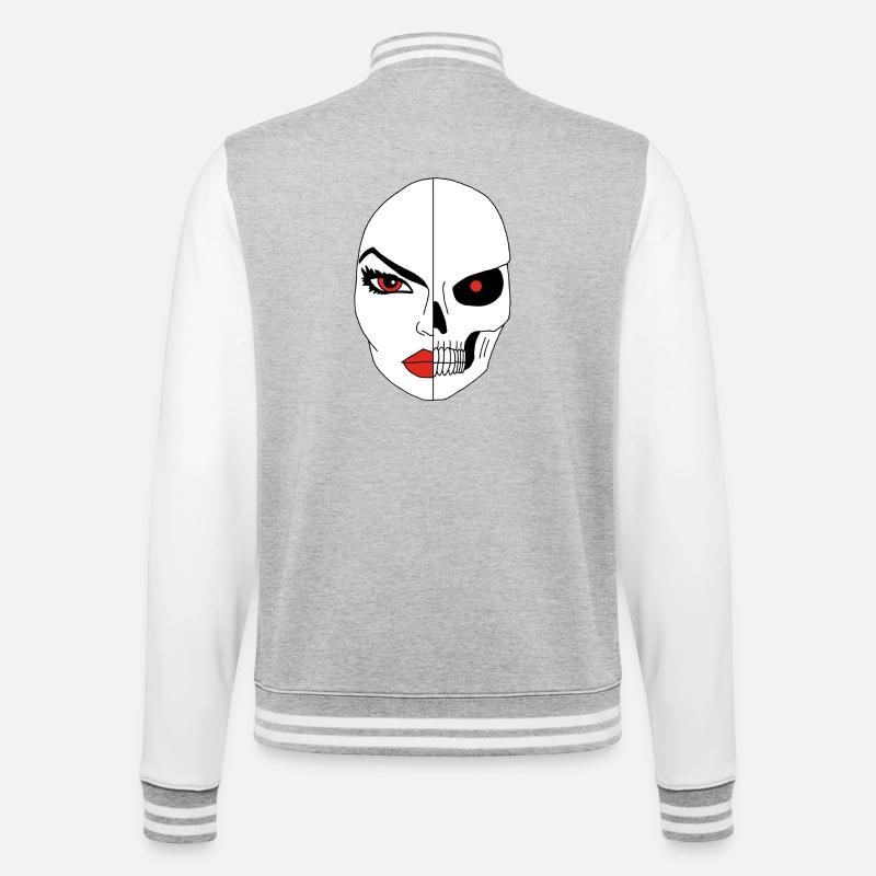 Das Gesicht des Todes - College-Sweatjacke - Grau meliert/Weiß