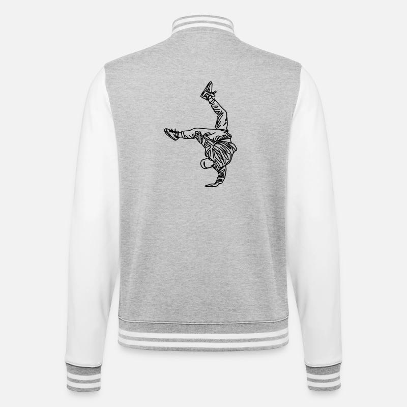 Breakdancer Drawing - College Sweat Jacket - heather grey/white
