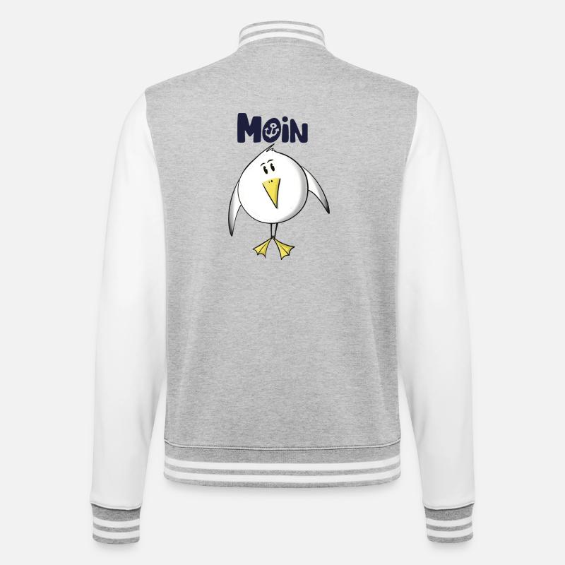 Möwe Moin Anker - College-Sweatjacke - Grau meliert/Weiß