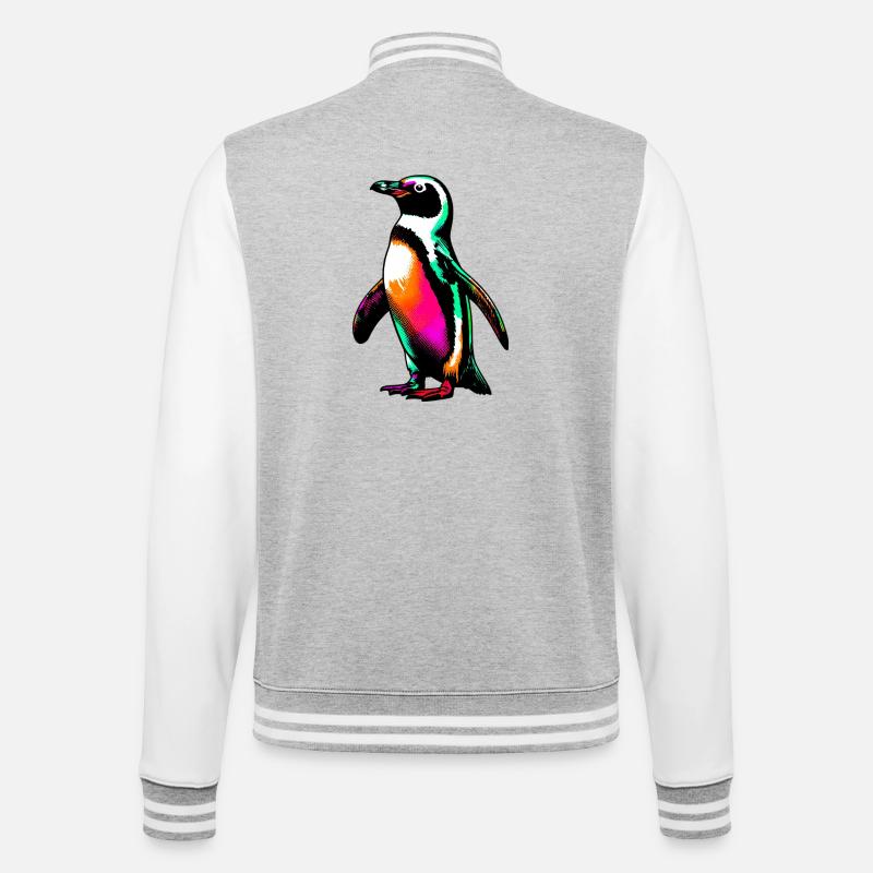 Pinguin - College-Sweatjacke - Grau meliert/Weiß