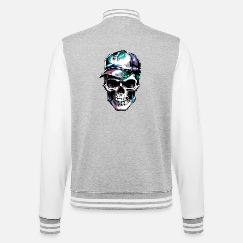 Crâne avec capuchon - Veste Teddy - gris chiné / blanc