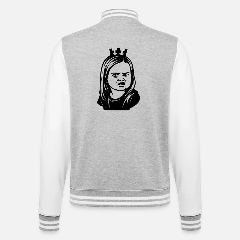 Skeptical meme girl with crown - College Sweat Jacket - heather grey/white