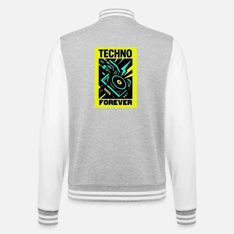 Techno Forever - College Sweat Jacket - heather grey/white