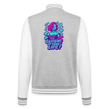 Glitch dans votre vie ! Femme Cyborg - Veste Teddy - gris chiné / blanc - Dos - Marisol (170cm)