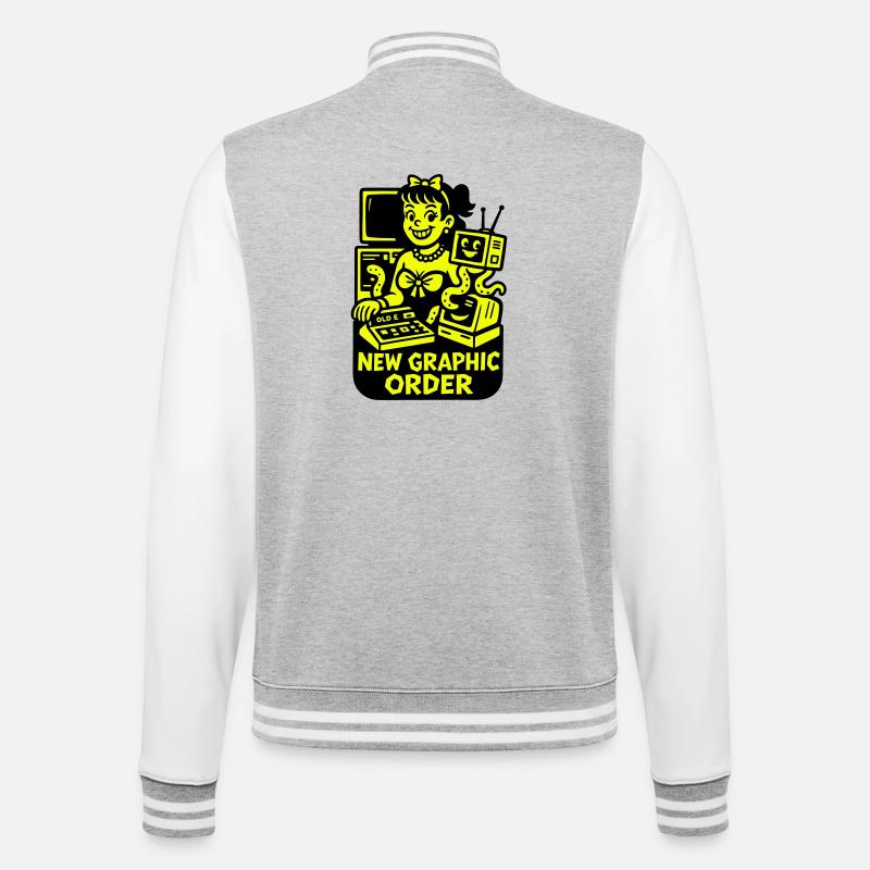 Retro Computer Graphics - College Sweat Jacket - heather grey/white
