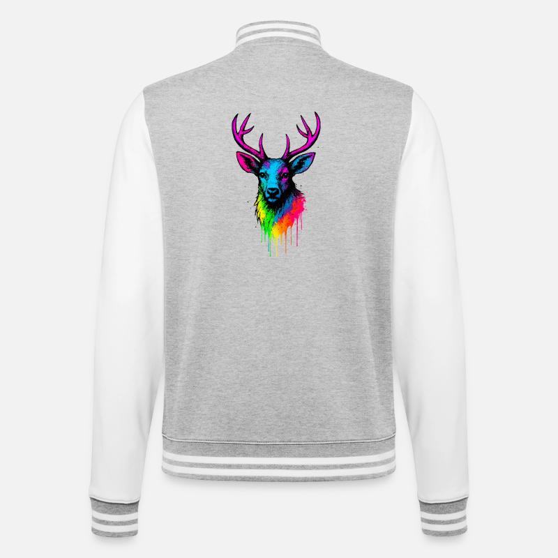 Éclaboussure de néon de cerf arc-en-ciel - Veste Teddy - gris chiné / blanc