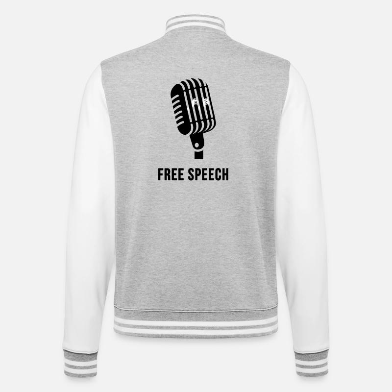 Liberté d'expression - Veste Teddy - gris chiné / blanc