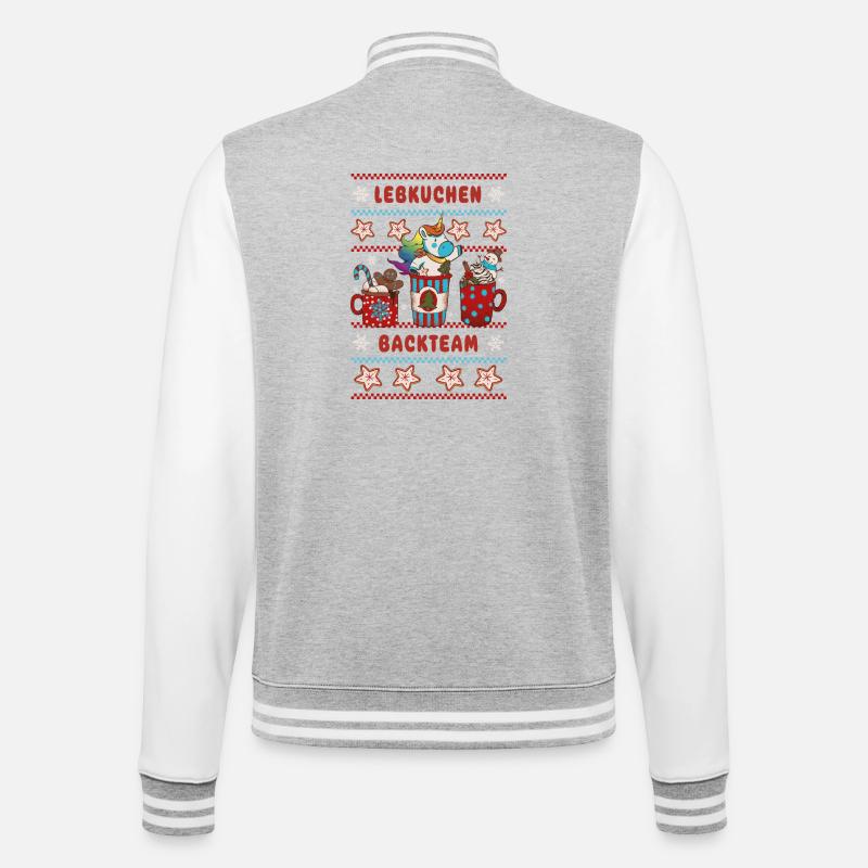 Lebkuchen Backteam Einhorn Weihnachten backen - College-Sweatjacke - Grau meliert/Weiß