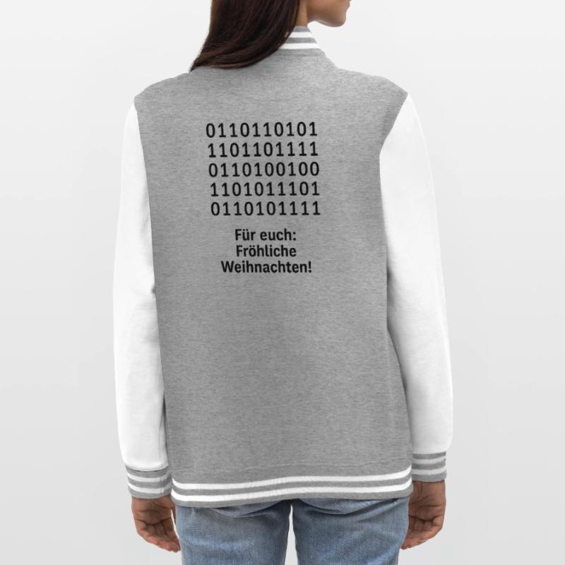 Christmas Code Binary Pattern College Sweat Jacket