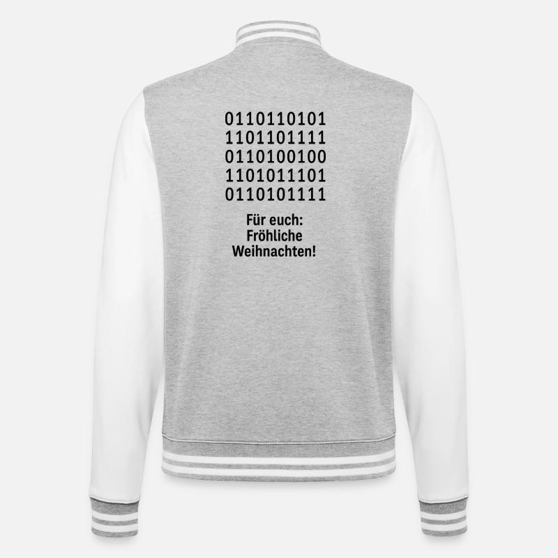 Weihnachtscode Binärmuster - College-Sweatjacke - Grau meliert/Weiß