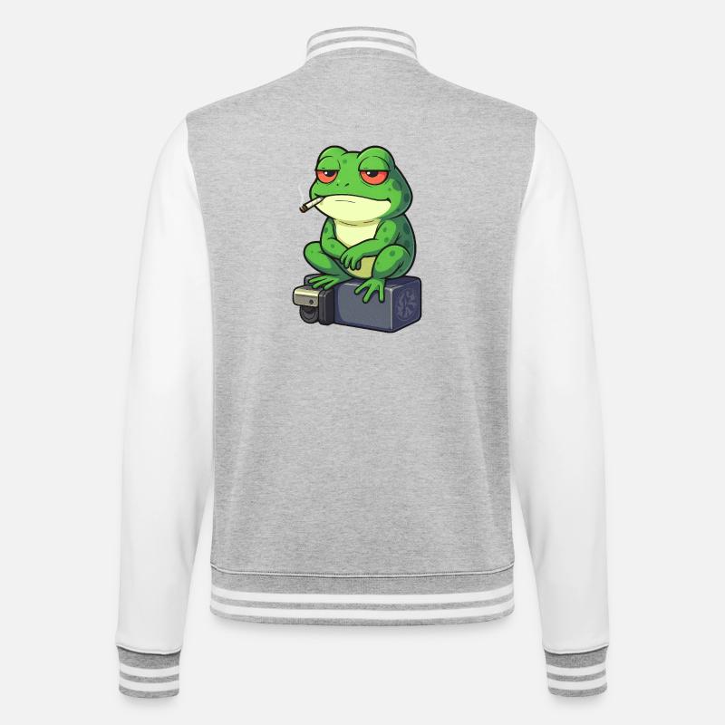 Frosch Entspann dich mit einer Zigarette - College-Sweatjacke - Grau meliert/Weiß