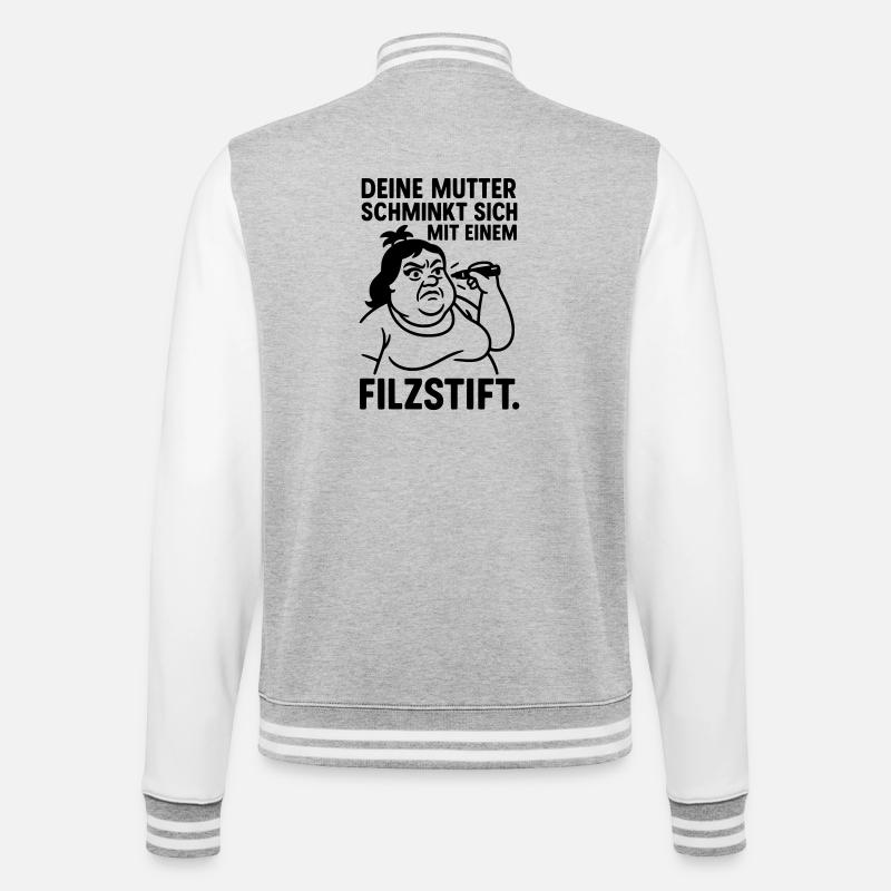 deine mutter witz filzstift schminken - College-Sweatjacke - Grau meliert/Weiß