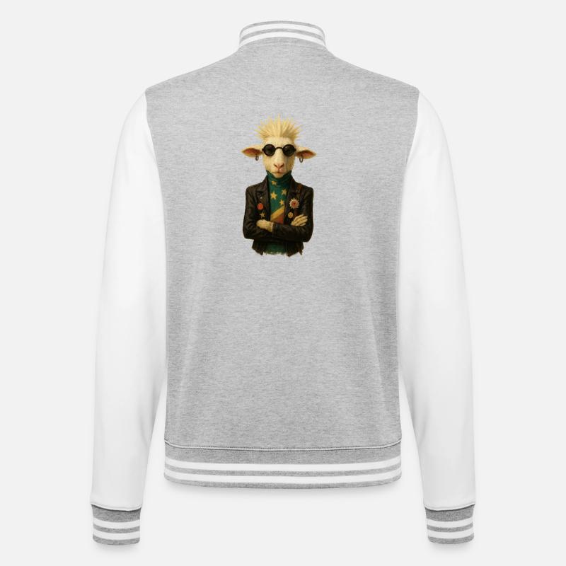 Punkgoat mit Sternenband - College-Sweatjacke - Grau meliert/Weiß